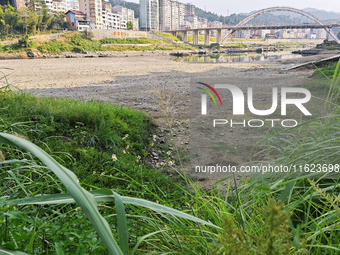 The bare scenery of the Qingshui River beach during the dry season in Jinping, Guizhou, China, on September 30, 2024. (