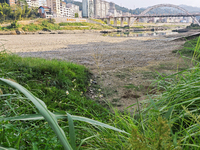 The bare scenery of the Qingshui River beach during the dry season in Jinping, Guizhou, China, on September 30, 2024. (