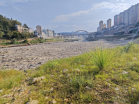 The bare scenery of the Qingshui River beach during the dry season in Jinping, Guizhou, China, on September 30, 2024. (