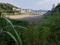 The bare scenery of the Qingshui River beach during the dry season in Jinping, Guizhou, China, on September 30, 2024. (