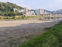 The bare scenery of the Qingshui River beach during the dry season in Jinping, Guizhou, China, on September 30, 2024. (