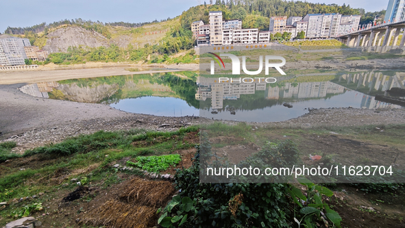 The bare scenery of the Qingshui River beach during the dry season in Jinping, Guizhou, China, on September 30, 2024. 