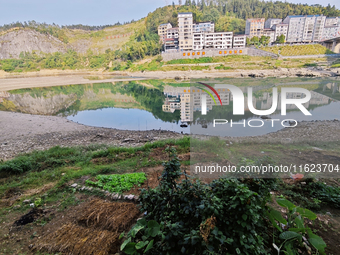 The bare scenery of the Qingshui River beach during the dry season in Jinping, Guizhou, China, on September 30, 2024. (