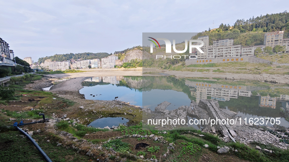 The bare scenery of the Qingshui River beach during the dry season in Jinping, Guizhou, China, on September 30, 2024. 