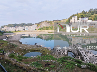 The bare scenery of the Qingshui River beach during the dry season in Jinping, Guizhou, China, on September 30, 2024. (