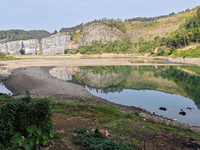 The bare scenery of the Qingshui River beach during the dry season in Jinping, Guizhou, China, on September 30, 2024. (