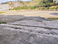 The bare scenery of the Qingshui River beach during the dry season in Jinping, Guizhou, China, on September 30, 2024. (