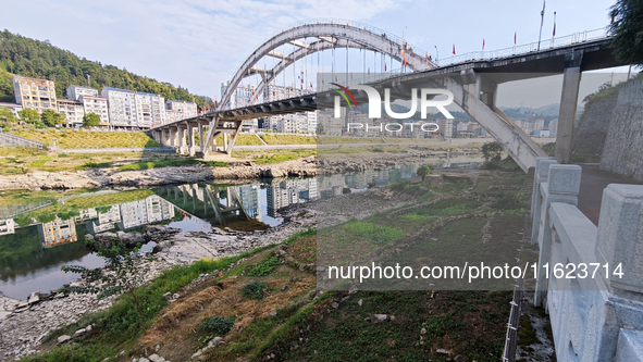 The bare scenery of the Qingshui River beach during the dry season in Jinping, Guizhou, China, on September 30, 2024. 