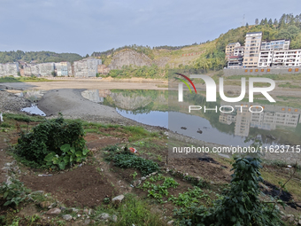 The bare scenery of the Qingshui River beach during the dry season in Jinping, Guizhou, China, on September 30, 2024. (