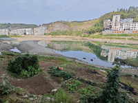 The bare scenery of the Qingshui River beach during the dry season in Jinping, Guizhou, China, on September 30, 2024. (