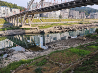 The bare scenery of the Qingshui River beach during the dry season in Jinping, Guizhou, China, on September 30, 2024. (