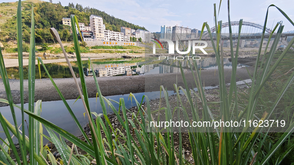 The bare scenery of the Qingshui River beach during the dry season in Jinping, Guizhou, China, on September 30, 2024. 