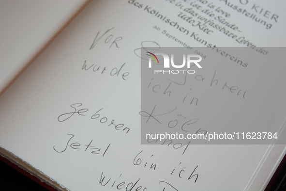 Actor Udo Kier greets Cologne Mayor Henriette Reker for his 80th birthday and signs the Golden Book at Cologne Town Hall in Cologne, Germany...