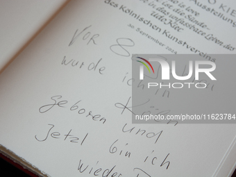 Actor Udo Kier greets Cologne Mayor Henriette Reker for his 80th birthday and signs the Golden Book at Cologne Town Hall in Cologne, Germany...