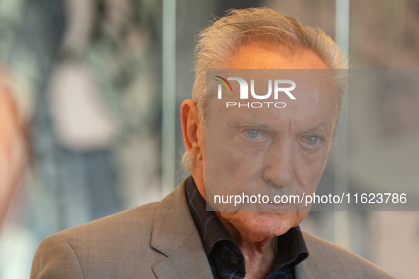 Actor Udo Kier greets Cologne Mayor Henriette Reker for his 80th birthday and signs the Golden Book at Cologne Town Hall in Cologne, Germany...