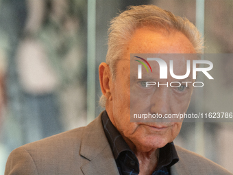 Actor Udo Kier greets Cologne Mayor Henriette Reker for his 80th birthday and signs the Golden Book at Cologne Town Hall in Cologne, Germany...