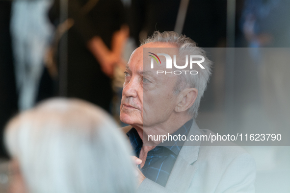 Actor Udo Kier greets Cologne Mayor Henriette Reker for his 80th birthday and signs the Golden Book at Cologne Town Hall in Cologne, Germany...