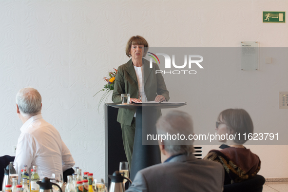 Cologne mayor Henriette Reker makes a speech for actor Udo Kier's visit for his 80th birthday and signs the Golden Book at Cologne Town Hall...