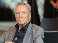 Actor Udo Kier greets Cologne Mayor Henriette Reker for his 80th birthday and signs the Golden Book at Cologne Town Hall in Cologne, Germany...