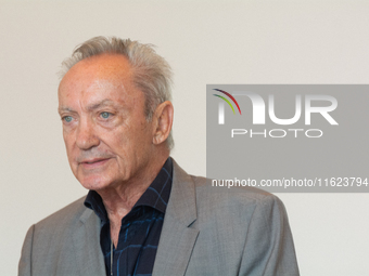 Actor Udo Kier greets Cologne Mayor Henriette Reker for his 80th birthday and signs the Golden Book at Cologne Town Hall in Cologne, Germany...