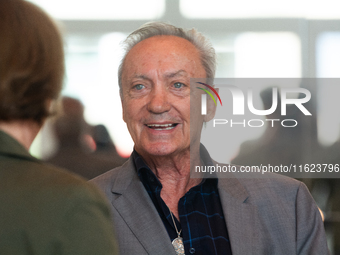 Actor Udo Kier greets Cologne Mayor Henriette Reker for his 80th birthday and signs the Golden Book at Cologne Town Hall in Cologne, Germany...