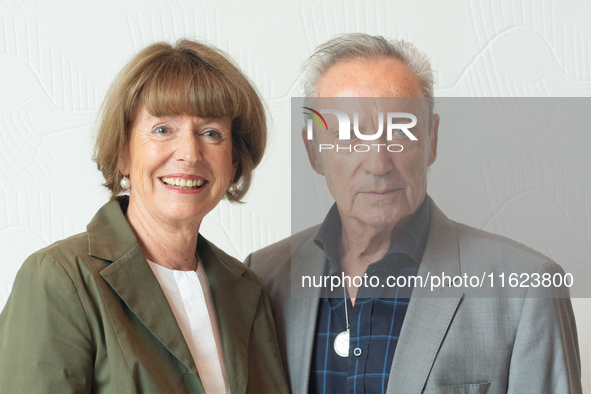 Actor Udo Kier greets Cologne Mayor Henriette Reker for his 80th birthday and signs the Golden Book at Cologne Town Hall in Cologne, Germany...