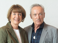 Actor Udo Kier greets Cologne Mayor Henriette Reker for his 80th birthday and signs the Golden Book at Cologne Town Hall in Cologne, Germany...