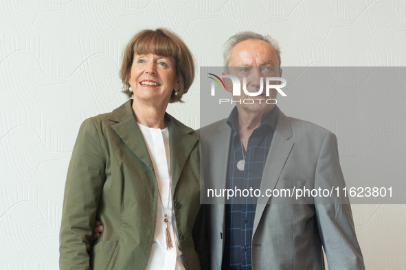 Actor Udo Kier greets Cologne Mayor Henriette Reker for his 80th birthday and signs the Golden Book at Cologne Town Hall in Cologne, Germany...