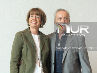 Actor Udo Kier greets Cologne Mayor Henriette Reker for his 80th birthday and signs the Golden Book at Cologne Town Hall in Cologne, Germany...