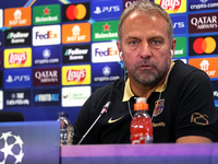 Hansi Flick speaks during the press conference prior to the Champions League match against Young Boys, in Barcelona, Spain, on September 30,...