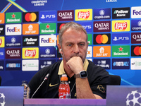 Hansi Flick speaks during the press conference prior to the Champions League match against Young Boys, in Barcelona, Spain, on September 30,...