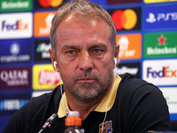 Hansi Flick speaks during the press conference prior to the Champions League match against Young Boys, in Barcelona, Spain, on September 30,...