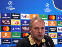 Hansi Flick speaks during the press conference prior to the Champions League match against Young Boys, in Barcelona, Spain, on September 30,...