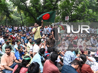 Job seekers stage a demonstration on the road in front of the chief adviser's residence, Jamuna, demanding to raise the age limit for govern...