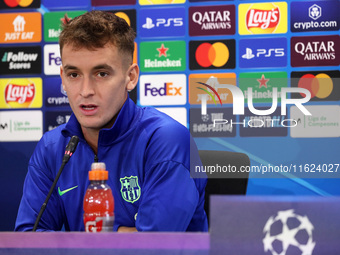 Marc Casado during the press conference prior to the Champions League match against Young Boys, in Barcelona, Spain, on September 30, 2024....