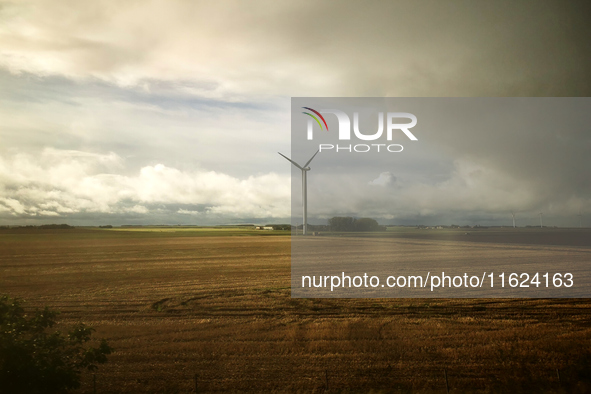 A wind turbine seen near Le Mans on September 30, 2024. 