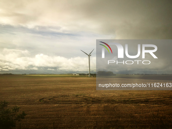 A wind turbine seen near Le Mans on September 30, 2024. (