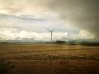 A wind turbine seen near Le Mans on September 30, 2024. (