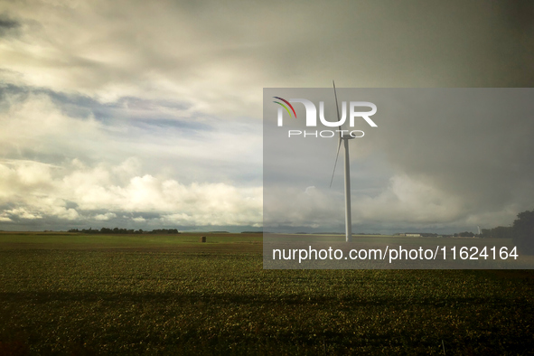 A wind turbine seen near Le Mans on September 30, 2024. 