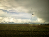 A wind turbine seen near Le Mans on September 30, 2024. (