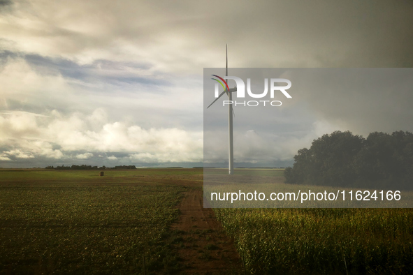 A wind turbine seen near Le Mans on September 30, 2024. 