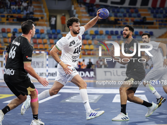 Nedim Remili of Veszprem HC during the IHF Men's Handball Club World Championship 2024 preliminary round match between Veszprem HC and Zamal...