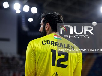 Rodrigo Corrales Rodal of Veszprem HC participates in the IHF Men's Handball Club World Championship 2024 preliminary round match between Ve...