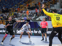 Ahmed Elahmar of Zamalek participates in the IHF Men's Handball Club World Championship 2024 preliminary round match between Veszprem HC and...