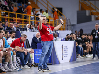 Coach Xavier Pascual Fuertes of Veszprem HC during the IHF Men's Handball Club World Championship 2024 preliminary round match between Veszp...