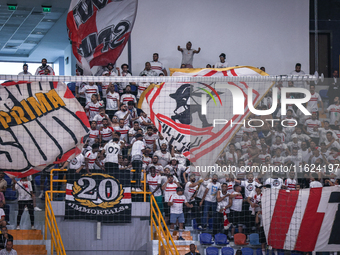 Fans of Zamalek during the IHF Men's Handball Club World Championship 2024 preliminary round match between Veszprem HC and Zamalek Club in C...