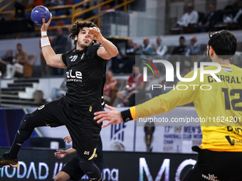 Youssef Mansour of Zamalek during the IHF Men's Handball Club World Championship 2024 preliminary round match between Veszprem HC and Zamale...