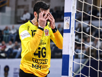 Rodrigo Corrales Rodal of Veszprem HC participates in the IHF Men's Handball Club World Championship 2024 preliminary round match between Ve...