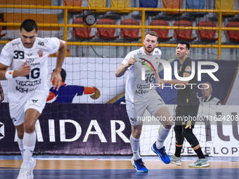 Nikola Grahovac of Veszprem HC participates in the IHF Men's Handball Club World Championship 2024 preliminary round match between Veszprem...