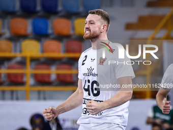 Nikola Grahovac of Veszprem HC participates in the IHF Men's Handball Club World Championship 2024 preliminary round match between Veszprem...